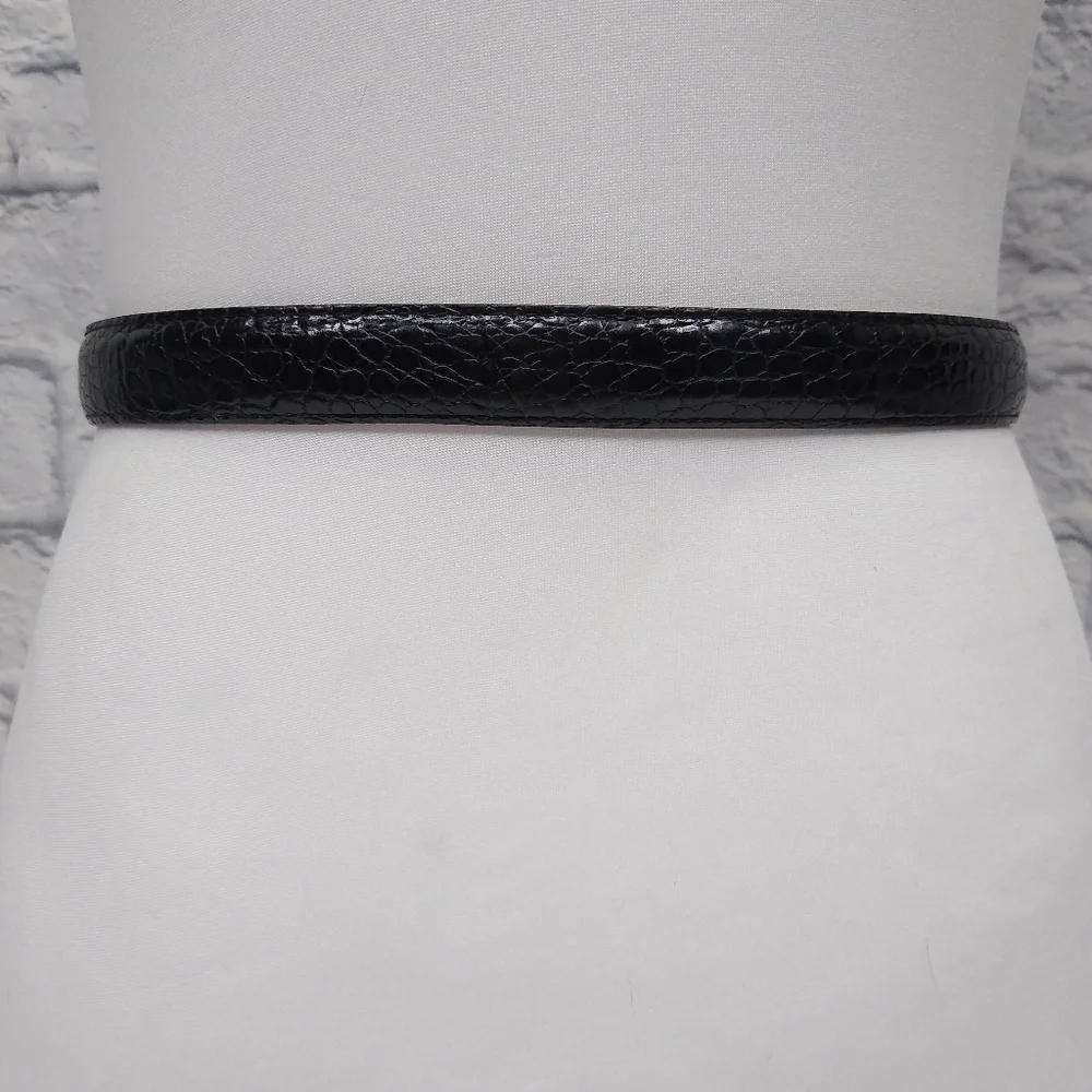 Vintage 90s Y2K Brighton Black Leather Western Style Belt M - Picture 3 of 7